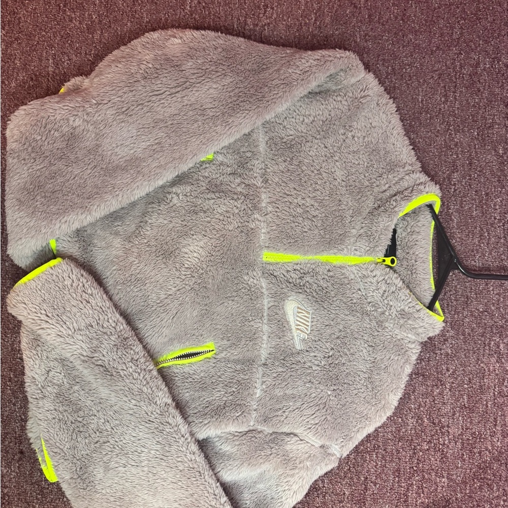 Nike Gray and Yellow Puffer Sweater